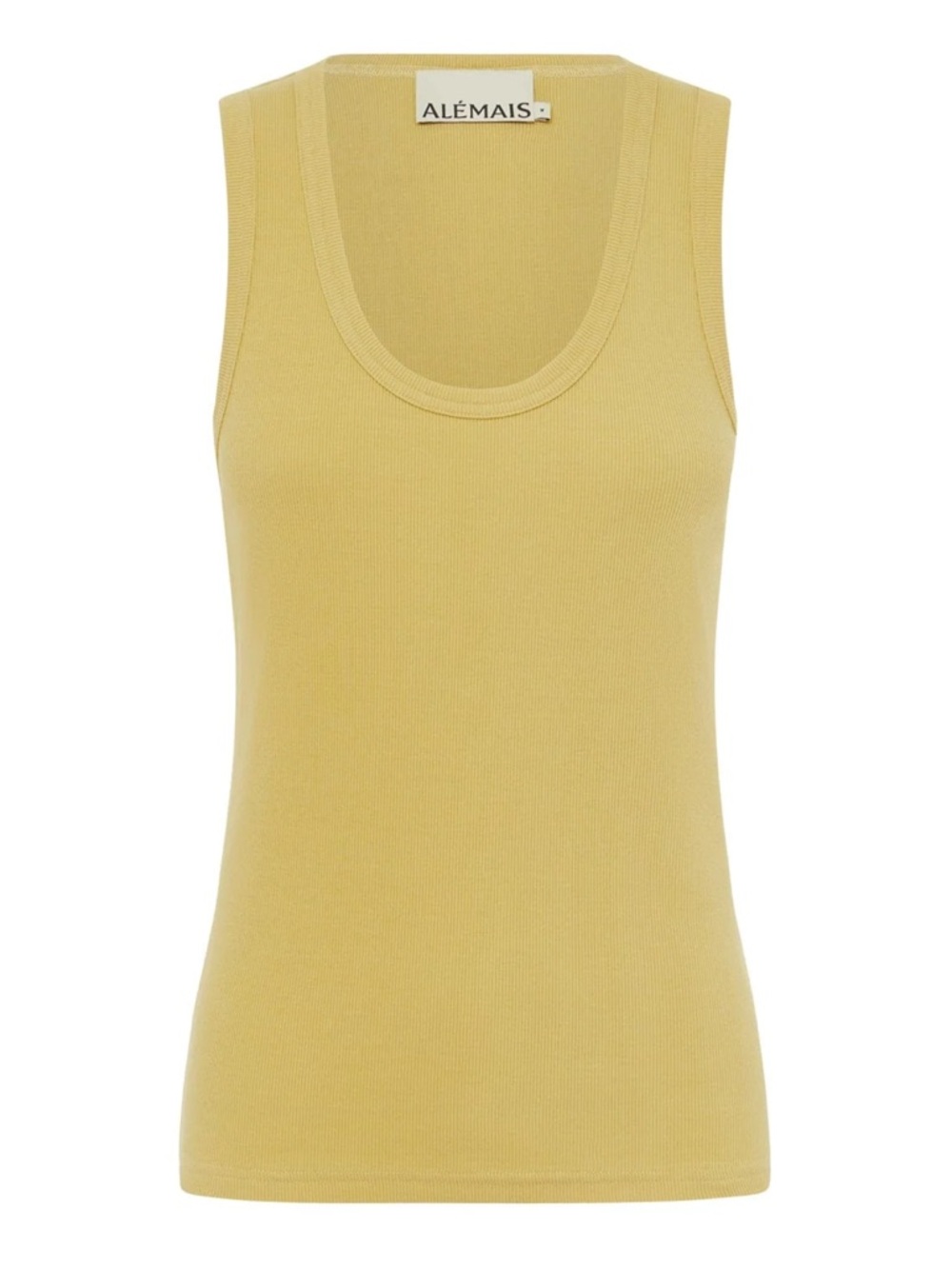 ALEMAIS Women's Yellow Ribbed Scoop Neck Tank Top w/Tags